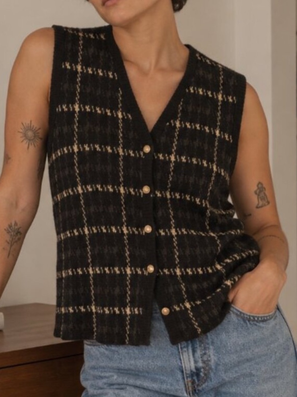 Crystal-Kobe Women’s Vintage Grandpa Core Sweater Vest Sleeveless Cardigan XL